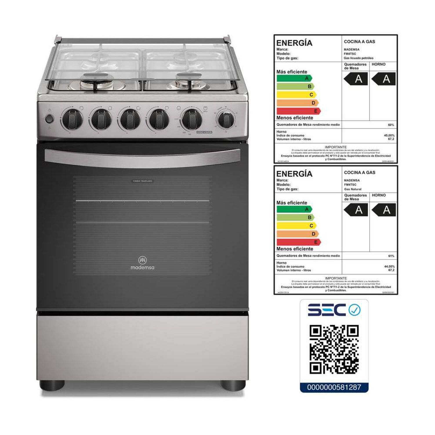 Cocina A Gas Mademsa Fm4tsc 4 Quemadores image number 7.0
